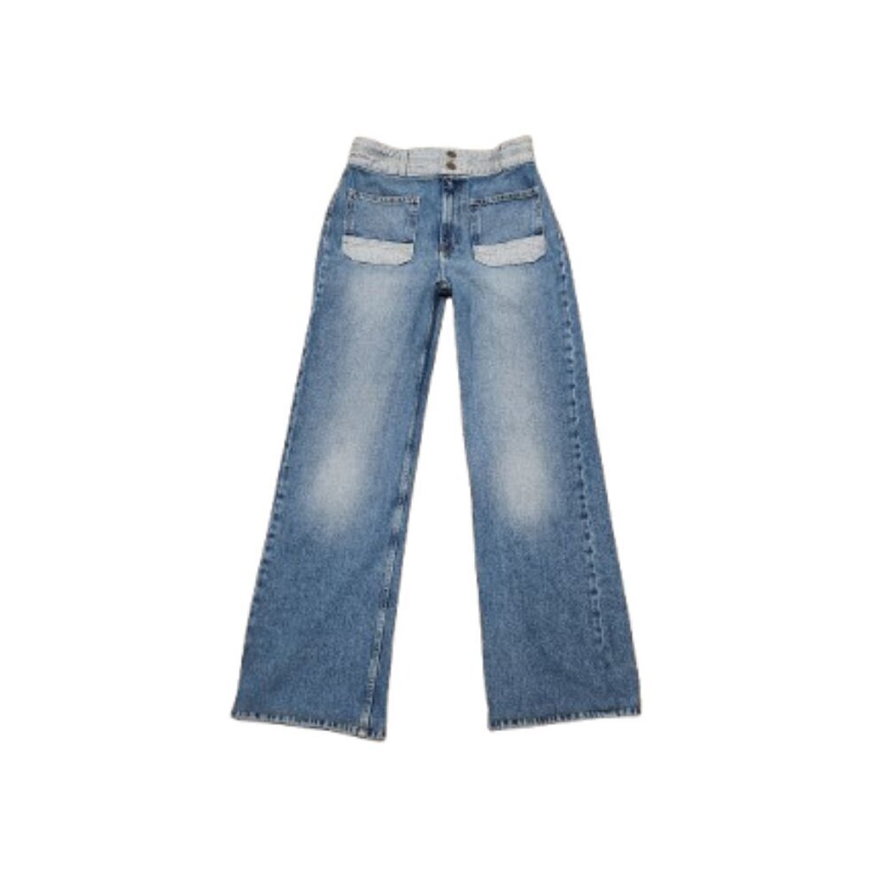 Joie High-Rise Gabriel Patch-Pocket Wide Leg Denim Jeans    (Size: 28)